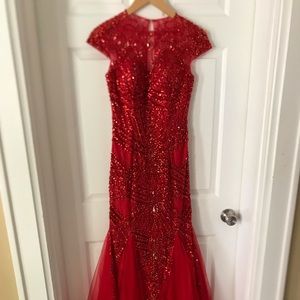 Red beaded Sherri Hill Sz 2